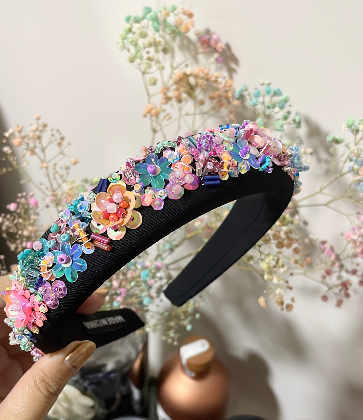 COPY - Shiny Rhinestone & Flower Fabric Headband Rhinestone Floral Fabric Wrap Headband - Etsy main image 3